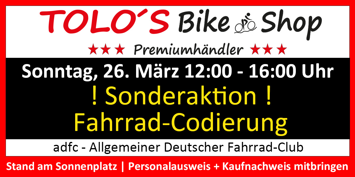 Verkaufsoffener Sonntag Saisonopening Gundelfingen 25. März Fahrrad Codierung mit dem adfc
